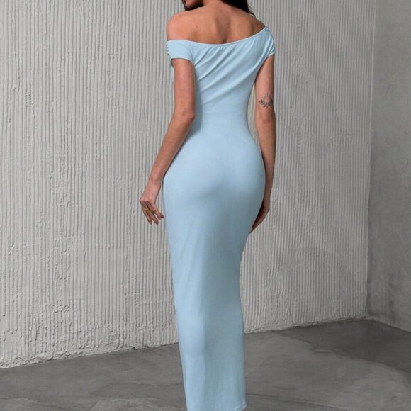 Multicolor Elegant Women's Resort Asymmetric Floral Print Bodycon Long Dress - Picture 2 of 6